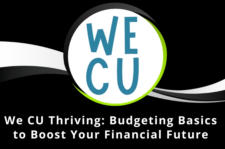 black background with We CU logo and name of Budgeting seminar
